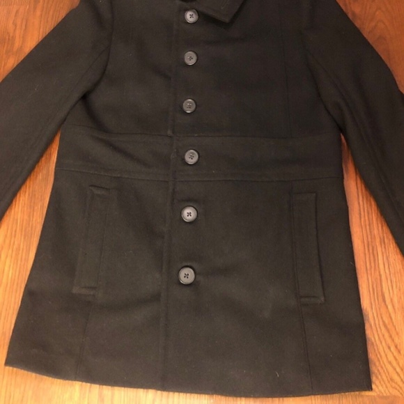 INC International Concepts Black Button Up Wool Winter Lined Coat Mens SZ M New - Picture 4 of 8